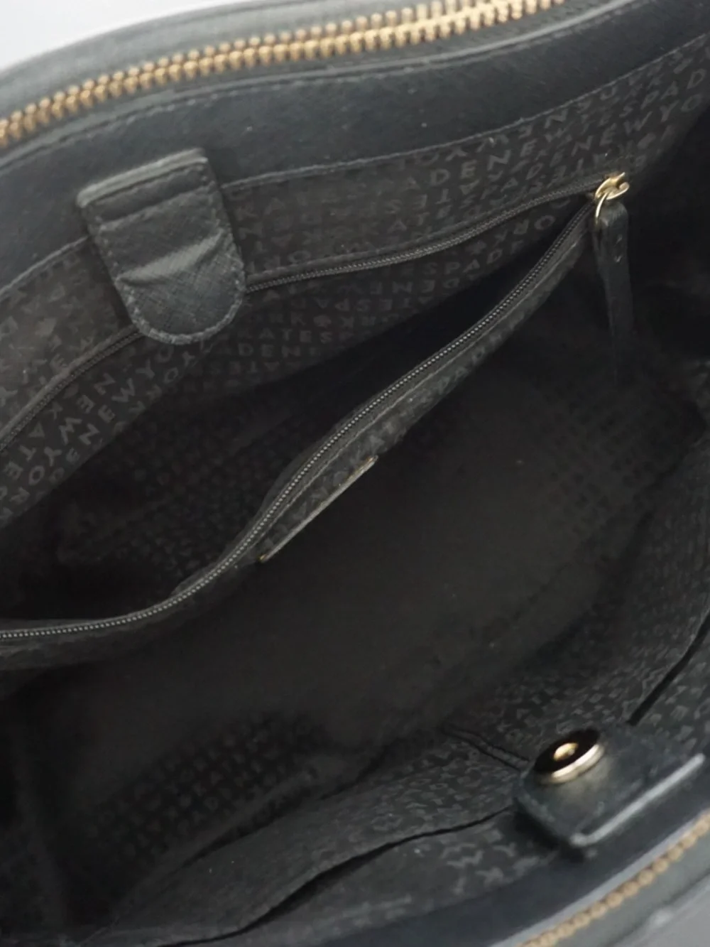 kate spade new york Black Satchel Top‎ Handle Bag, Detachable Strap, Zip, Gold